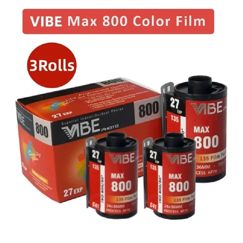 1/3/5/10Rolls VIBE Max 800 Color Film ISO 800 135 Negative Film 27EXP/Roll 35mm Film for VIBE 501F/Kodak H35/M38/M35 Film Camera 