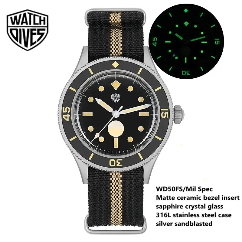 

Watchdives WD50F NH35 Movement Mechanical 300M Watchproof Vintage Watches Sapphire Super Luminous Men Watch