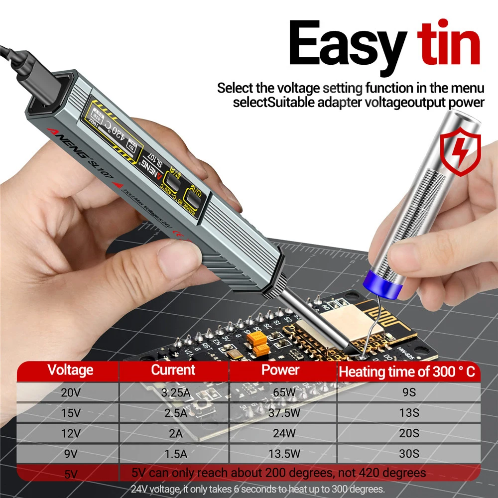 

Fast charging65W SL107 Adjustable Temperatur Electric Soldering Iron Voltage Welding Portable Tester iron Welding Pen Tool