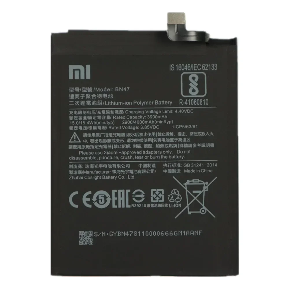 2025 Years BM4F BN31 BN36 BN47 Original Battery For Xiaomi Mi A3 A1 A2 Y1 9 Lite 5X 6X S2 CC9 CC9e Redmi Note 5A Pro Redmi 6 Pro