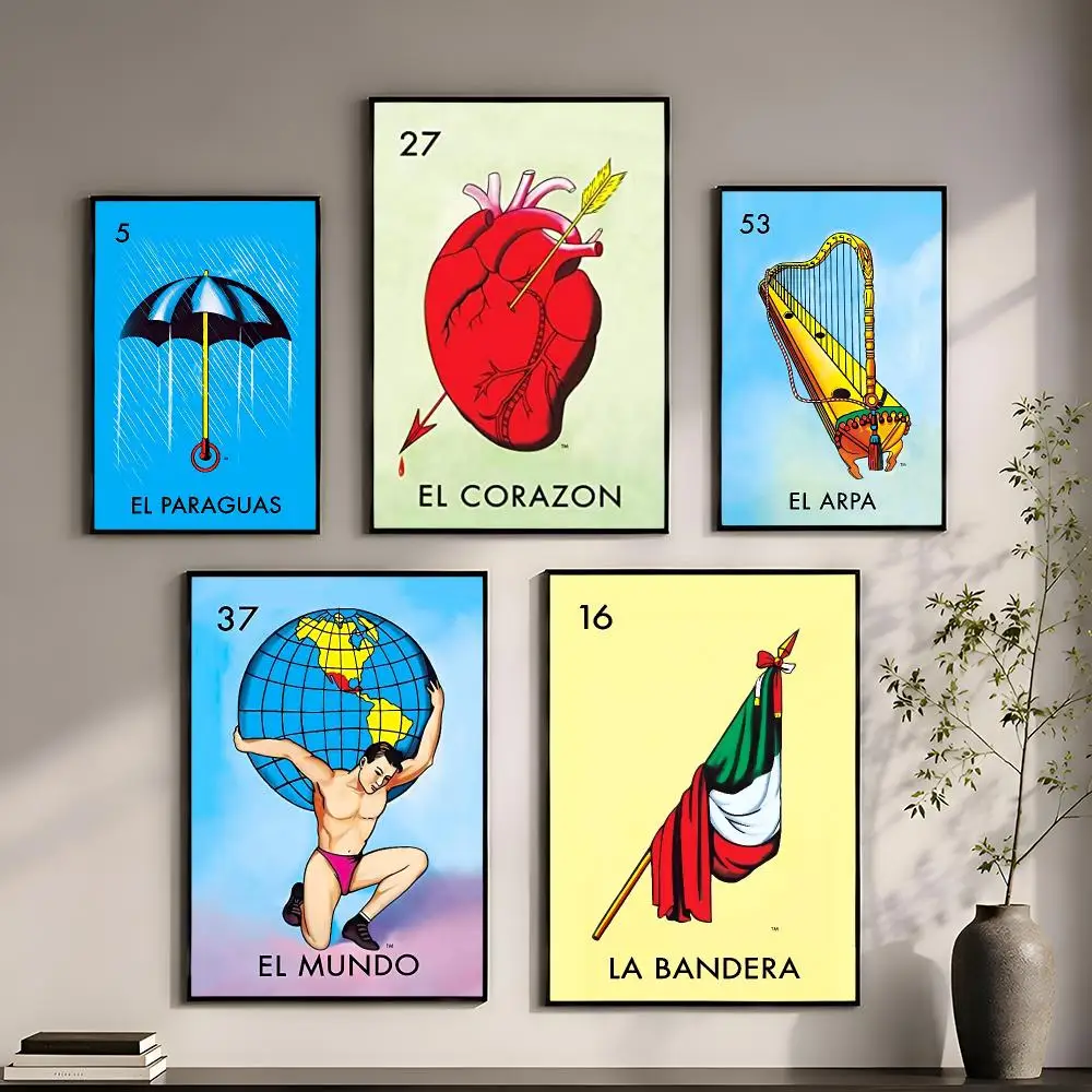 Mexican B-Bingo Lottery Poster Perfect Sticker Self Adhesive for Office Home Theater Wall Art Decor Fancy Gift