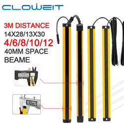 Cloweit 14X28 Safety Light Curtains RC/H4004/6/8/10/12 0.2-3m Detecting Distance Super Thin Grating Protector for Narrow Space
