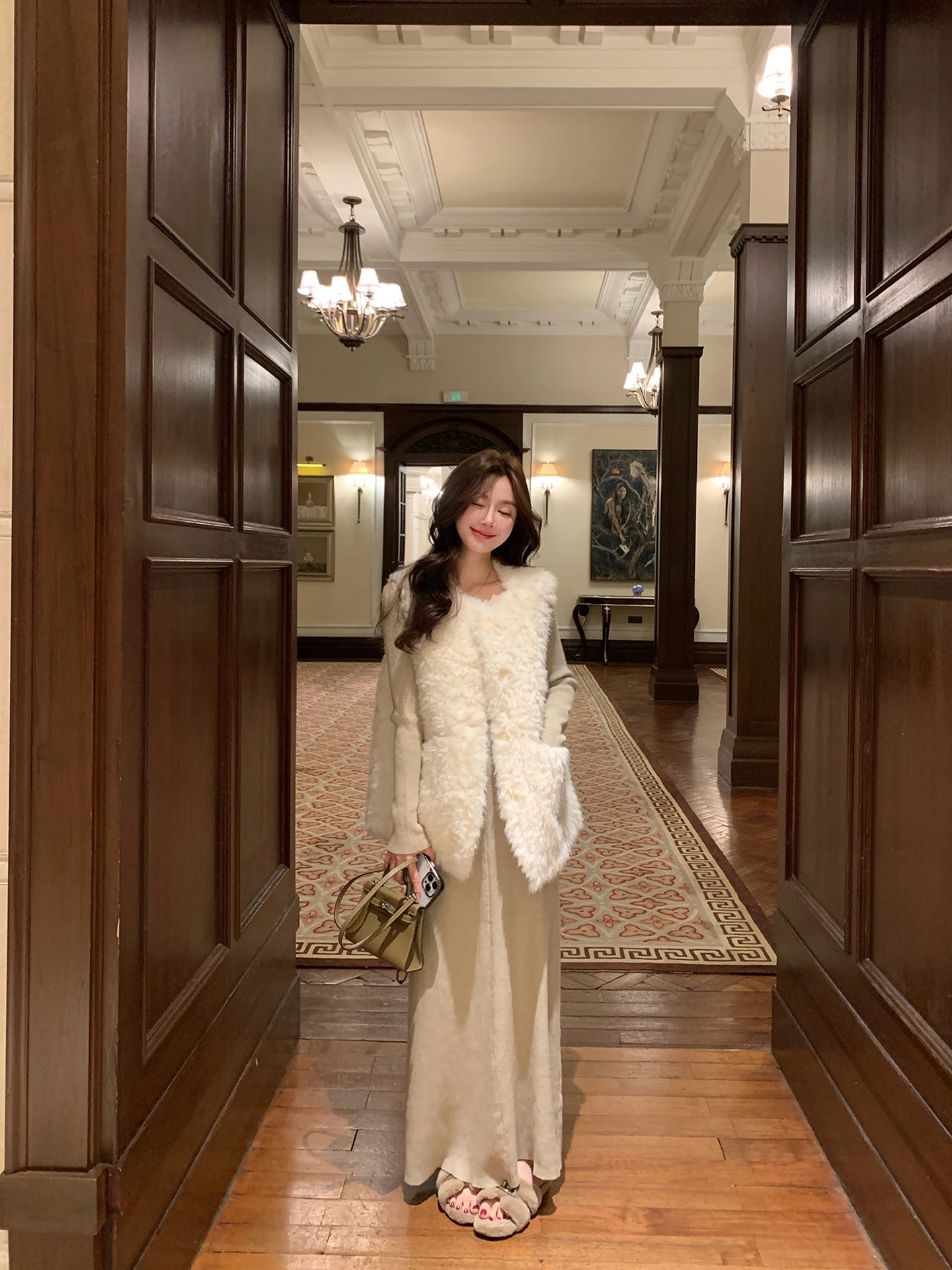 Cappotto di pelliccia ecologico autunnale e invernale da donna elegante e alla moda, gilet di pelliccia ispessito e caldo