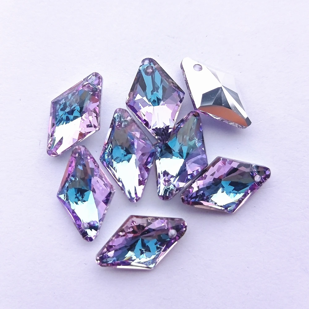 12x19MM Rhombus Single Hole Glass Rhinestone Pendant Quadrilateral High Quality Crystal AB Diamond for Clothes Dress Decoration