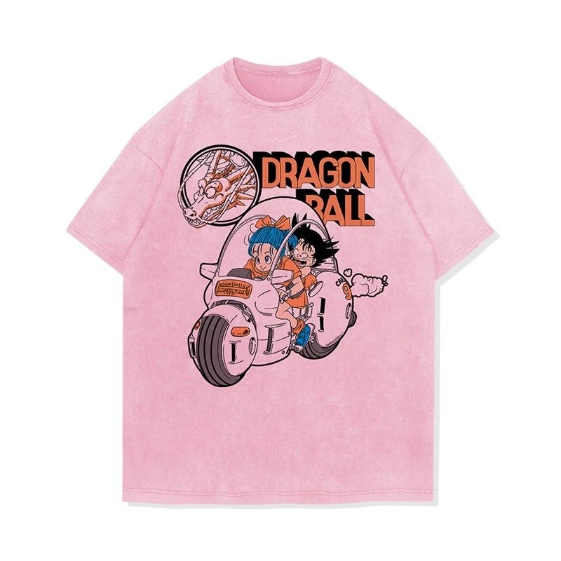 Anime dragon ball vintage lavado camiseta homem mulher manga curta camiseta verão oversized casual impressão gráfica streetwear roupas y2k