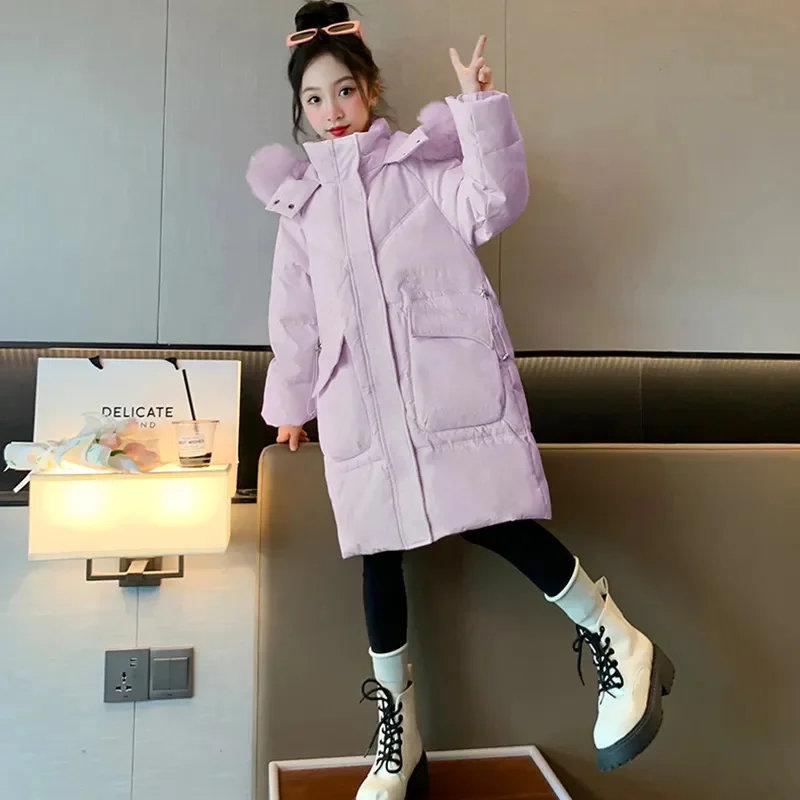 Winter Jackets for Girl 2023 Fashion Kids Clothing Warm Down Cotton Coats Children Parka Toddler Thicken Hooded Clothes