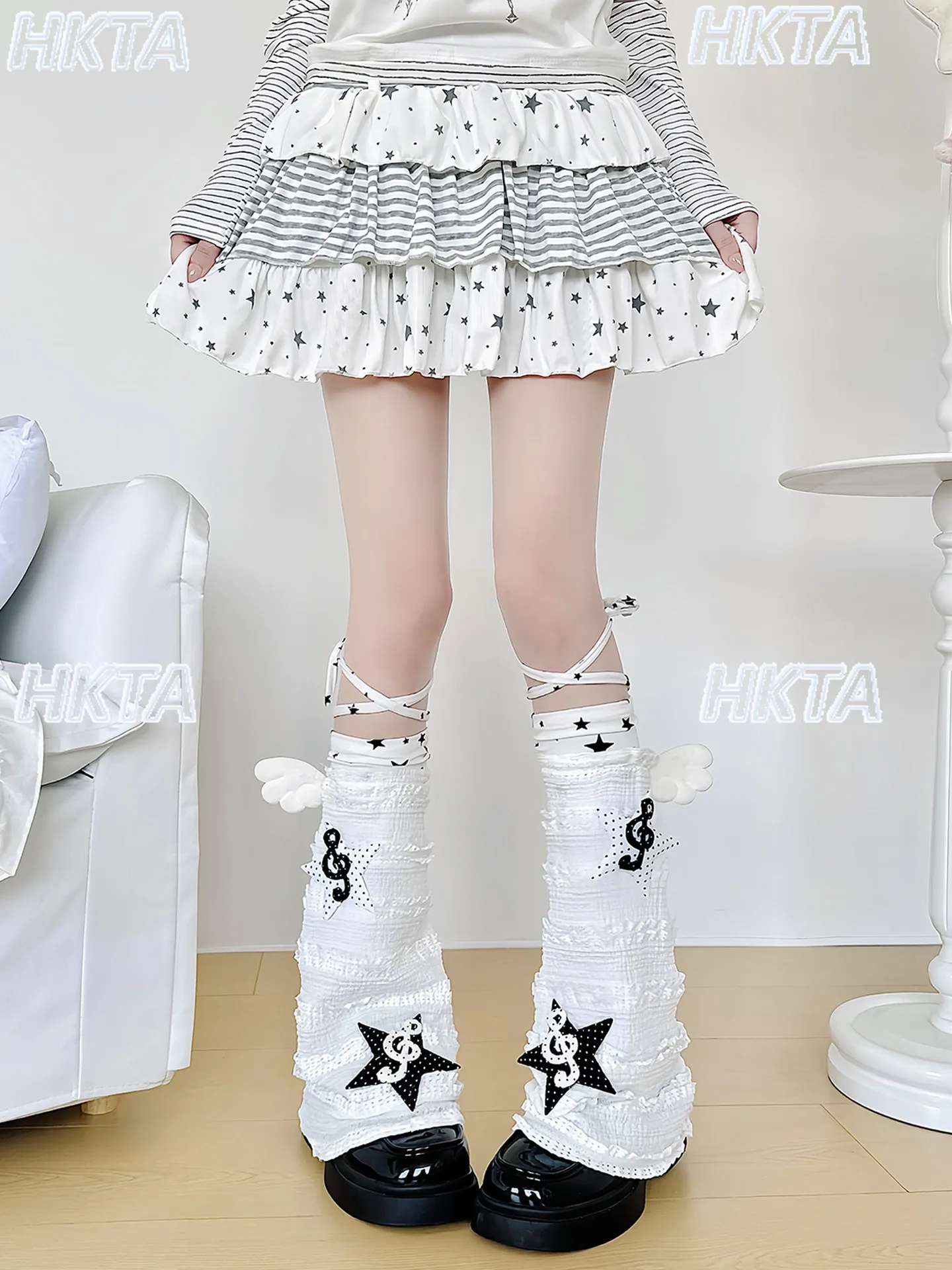 

Japanese 2026 Summer New Subculture Y2k Leg Covers Sets Sweet Lolita Lace Applique Stacked Stockings Apparel Accessories Women