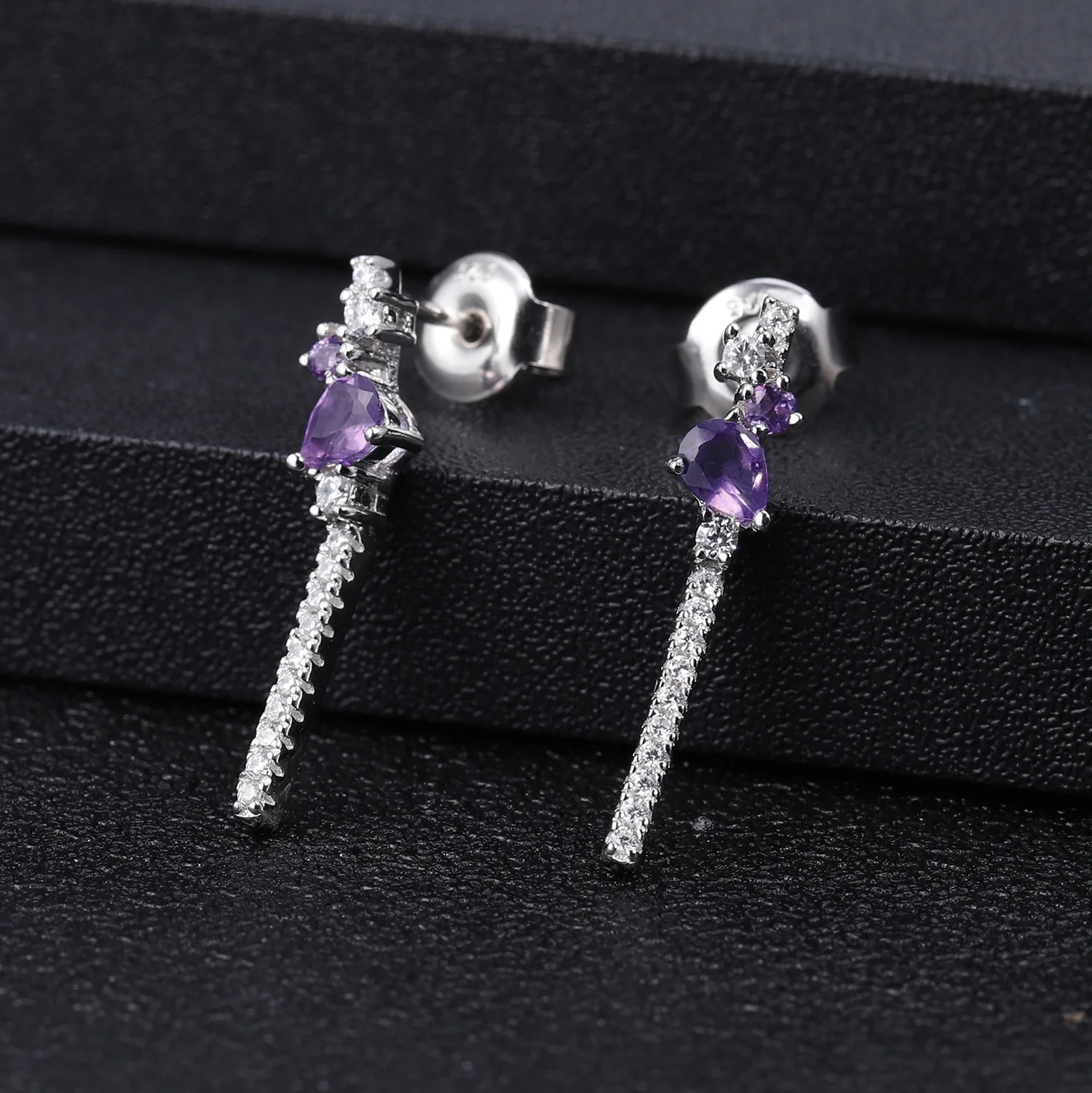 brand genuine Luxury real jewels Design and High Quality Natural Amethyst Luxurious Series 925 Silver Inlaid Earstuds Earrings h