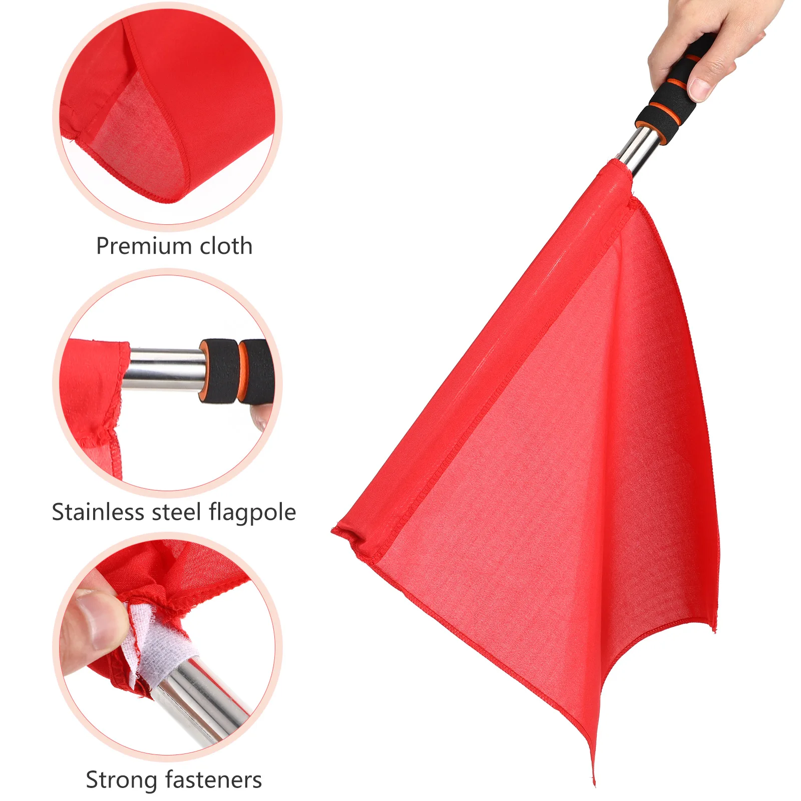 

4pcs Hand Signal Flags For Match Referee With Stainless Steel Pole Lightweight Durable High Visibility Solid Color Flags Yellow