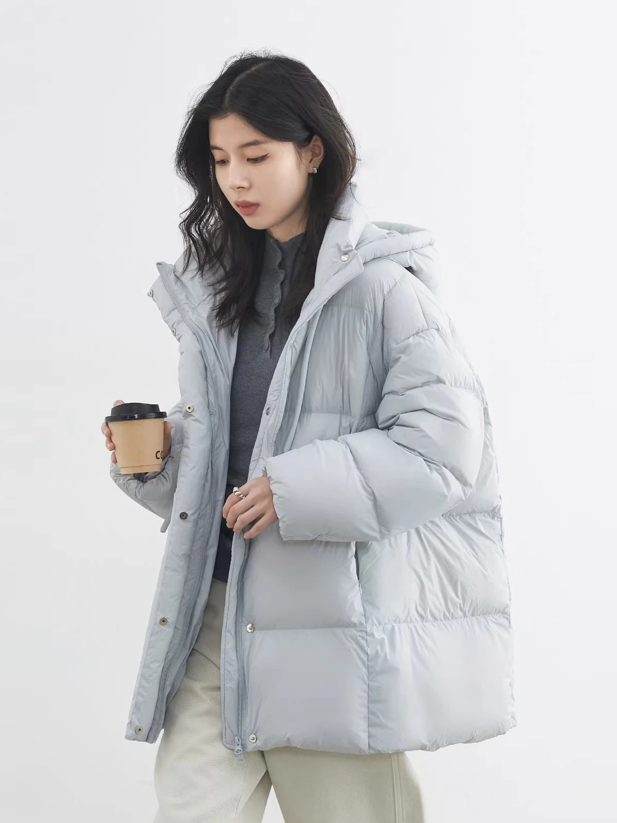 CHIC VEN Vrouwen Donsjacks Koreaanse Effen Quilt Trekkoord Capuchon 90 Witte Eendendons Jassen Vrouwelijke Kleding Herfst Winter Nieuwe 2025