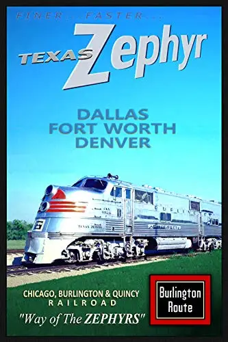 Metal Tin Sign Texas Zephyr Burlington Route Railroad Train Pub Outdoor Bar Retro Poster Home Kitchen Restaurant Wall Decor Sign