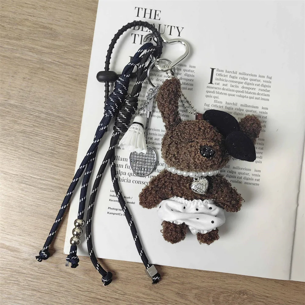 

Плюшевая подвеска для сумки с длинными ушками - брелок для волана для бадминтона, карамельно-коричневый кошелек, аксессуар, подарок для девочек