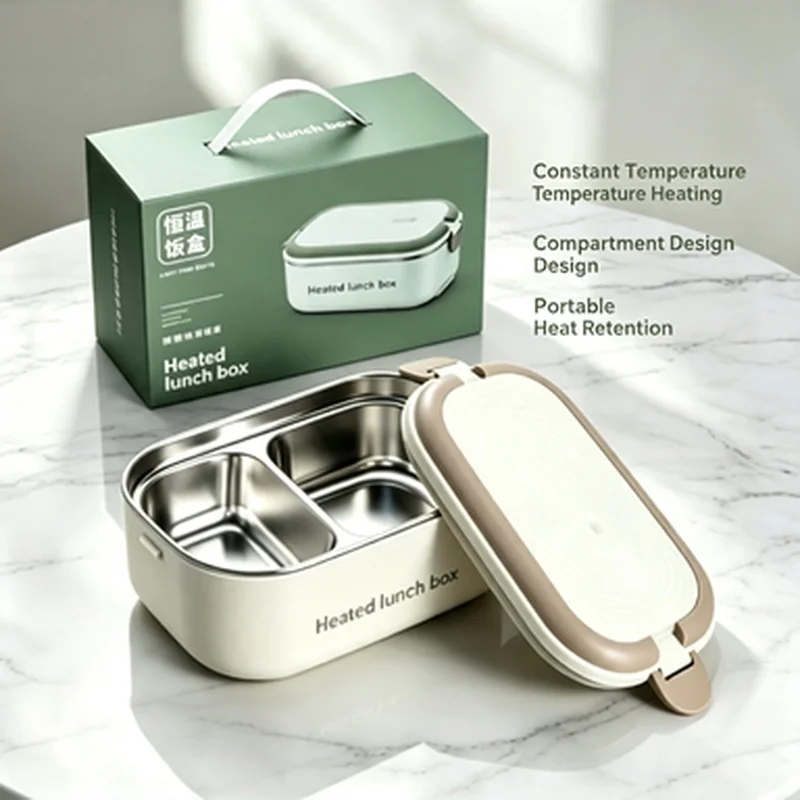 Portable Food Warmer Electric Heating Lunch Box 304 Stainless Steel Safe Meal Container For Office Student view 6