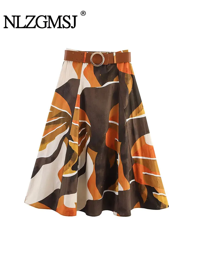 

NLZGMSJ Woman 2025 High Street A-line Long Skirts for Women Spring Autumn New Women's Fashion and Leisure Printing Printed Skirt
