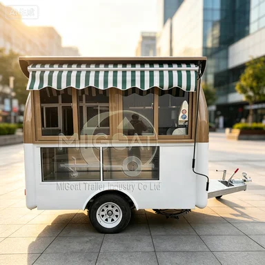 Mobile Food Trailer Fully Equipped Stainless Steel Food Cart With Awning Street Vending Concession Food Truck For Business