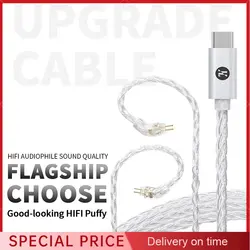 JCALLY TC30 Pro Silve 8 Cores 2Pin 0.78mm MMCX QDC KZ C Pin Type C Earphone Upgrade Cable with Mic for KZ ZSN ZS10 PRO X