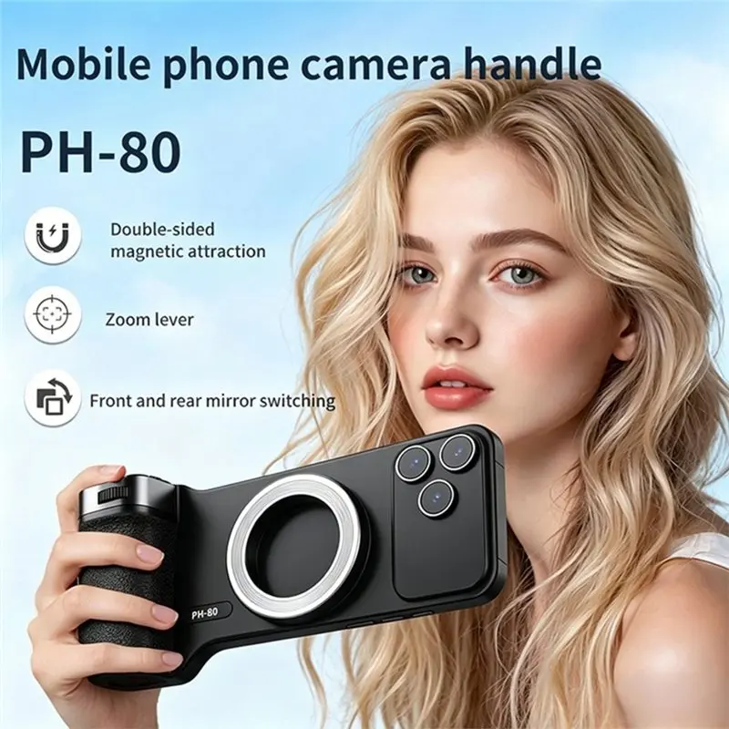 Y43A-PH-80 Magnetic Bluetooth Camera Grip With Remote Shutter Remote Control Universal Selfie Stick Stabilizer For Phones