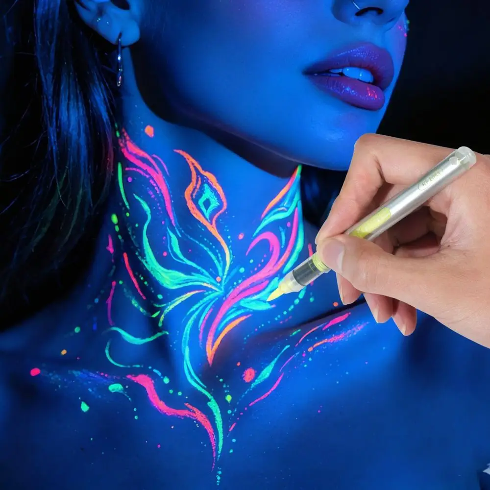 Washable Face Body Paint Markers Neon Pigment Glow In The Dark For Festival Party Makeup UV Art Drawing Supplies