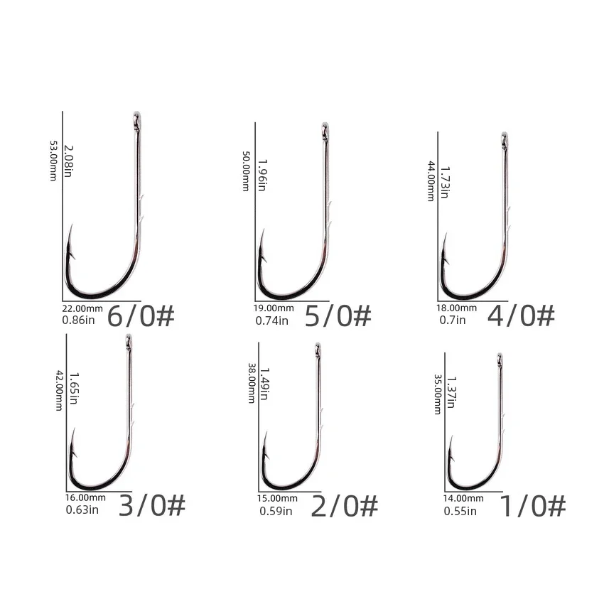 20pcs/ Box Long Shank Fishing Hook 1/0#-6/0# Fish Hooks High Carbon Steel Sharp Barbed Offset Narrow Bait Hook Fishhook