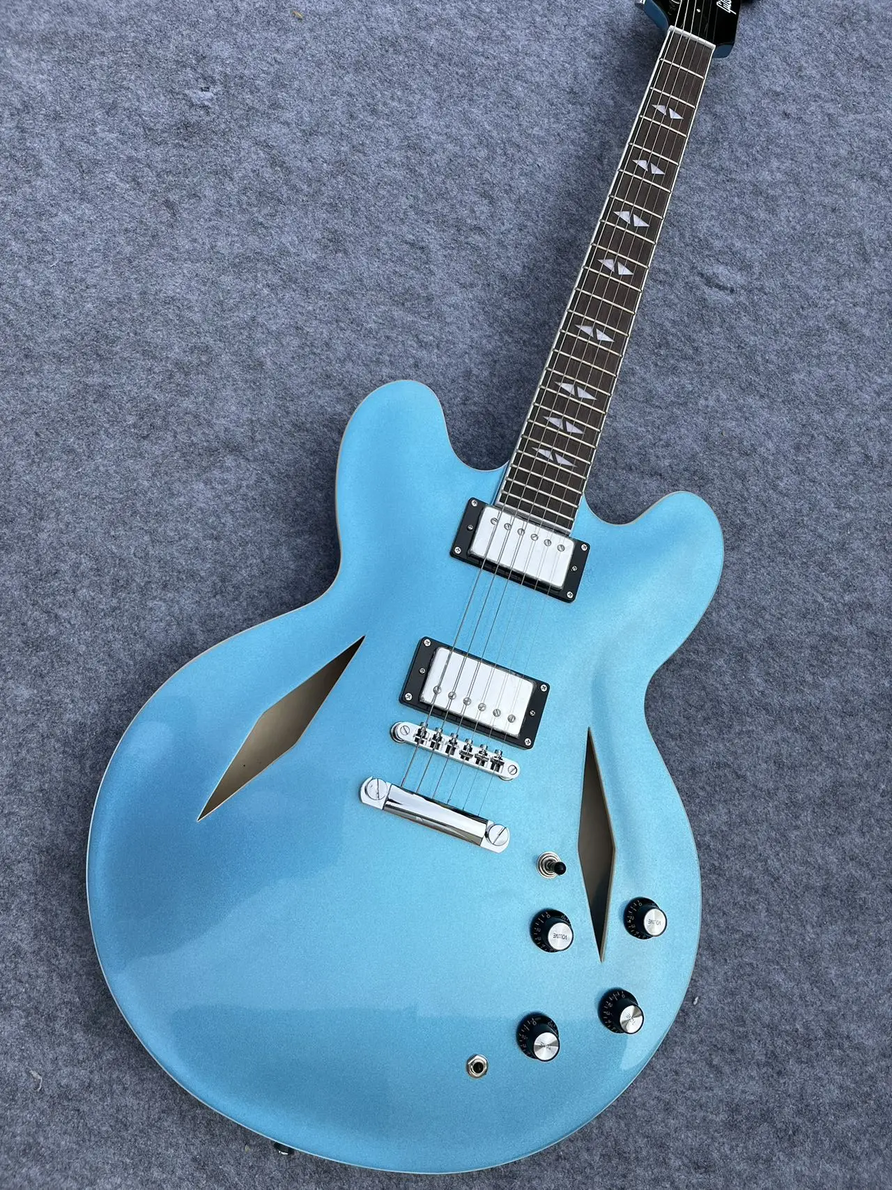 Metal Blue High-quality Half-hollow Jazz Electric Guitar Spot Free Shipping