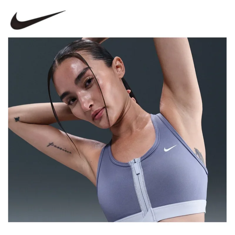 Nike Women's Front Zipper Sports Bra, Medium Support Quick-Dry Lining Active Underwear for Workout FN2732-499