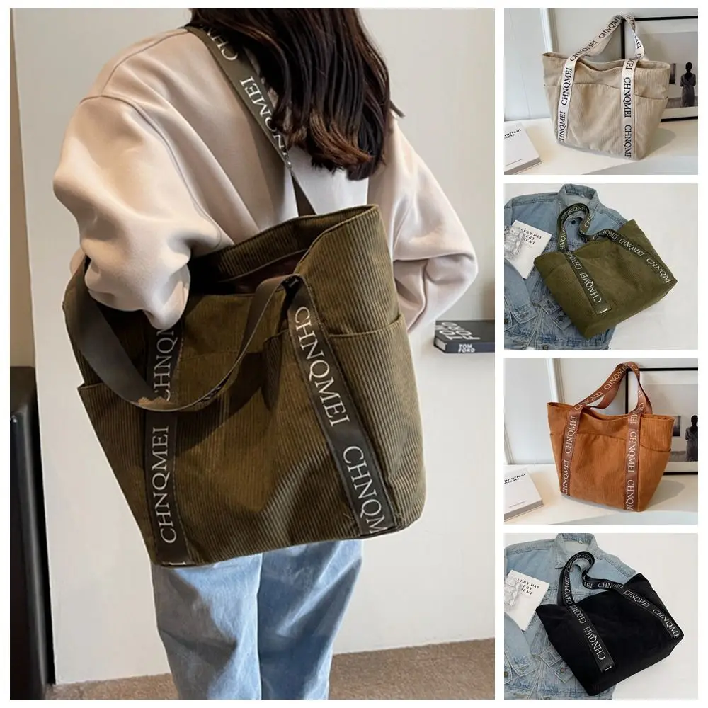 

Fashionable Print Cloth Handbag Letter Shoulder Bag Tote Bag Large Capacity Corduroy Tote Bag Mommy Bag Shopping Bag Streetwear