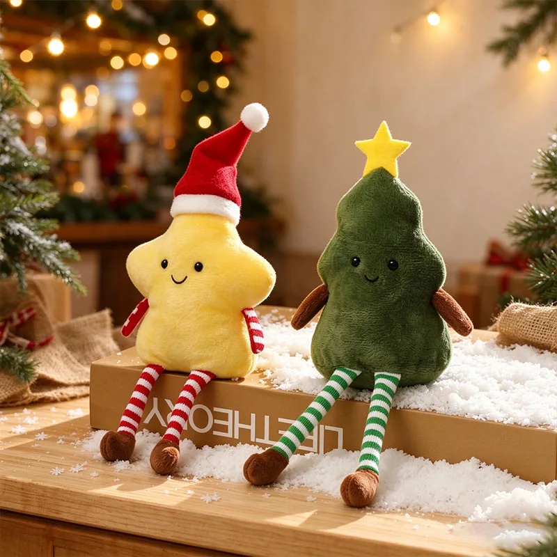 Cute Christmas Tree Plush Keychain Star Backpack Charm Cartoon Doll Pendant Accessory Party Tabletop Decoration Christmas Gift