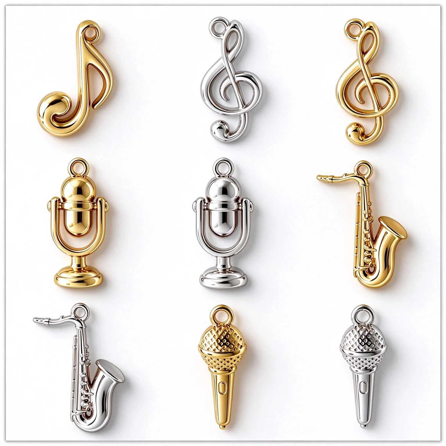 4pcs Mix Music Charm Bulk 316 Stainless Steel Musical Note Microphone Pendants For Jewelry Making DIY Necklace Earrings Keychain