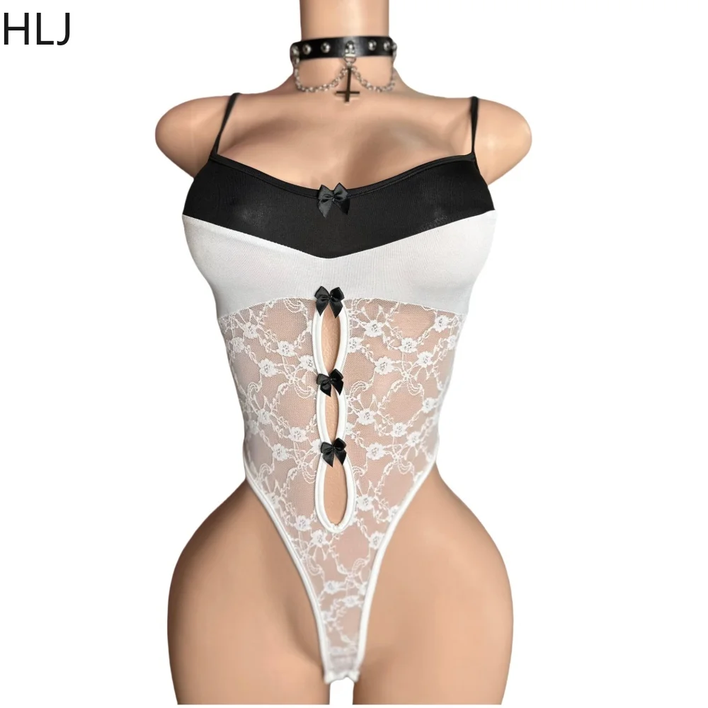 HLJ Black Y2K Punk Streetwear Women Mesh See Though Bodysuits And Stacked Mini Skirts Two Piece Sets Fashion Trend 2pcs Outfits