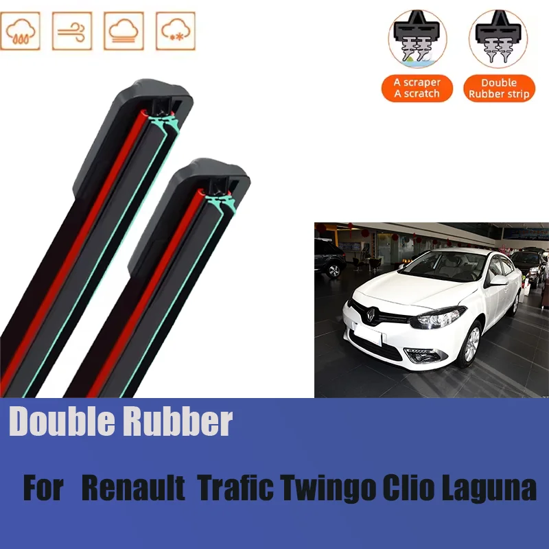 

For Renault Fluence Kangoo MK2 Front Windshield Wiper General Motors Multifunctional Double Rubber Strip Wiper