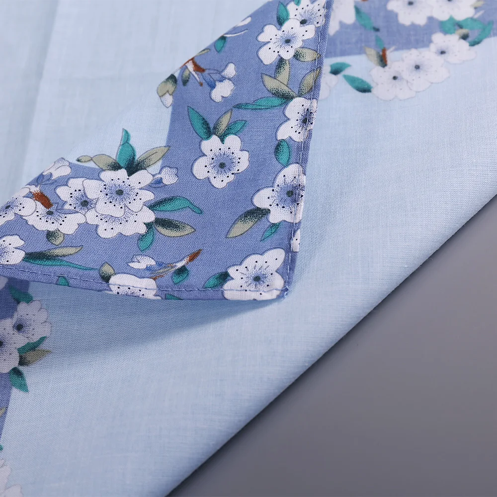 3-Pack of Women's Pure Cotton Printed Handkerchiefs, Wedding and Bride Souvenirs, Romantic Flower Handkerchiefs, Suitable for All Seasons