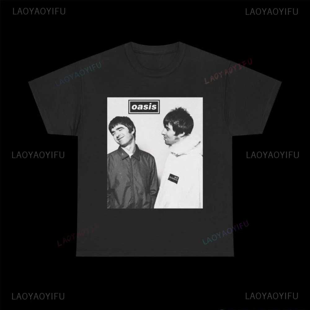 80s 90s Vintage Style Oasis Band Graphic Printed Fans T-Shirt Harajuku Casual Fashion Loose Comfort Breathe Man Women Tees