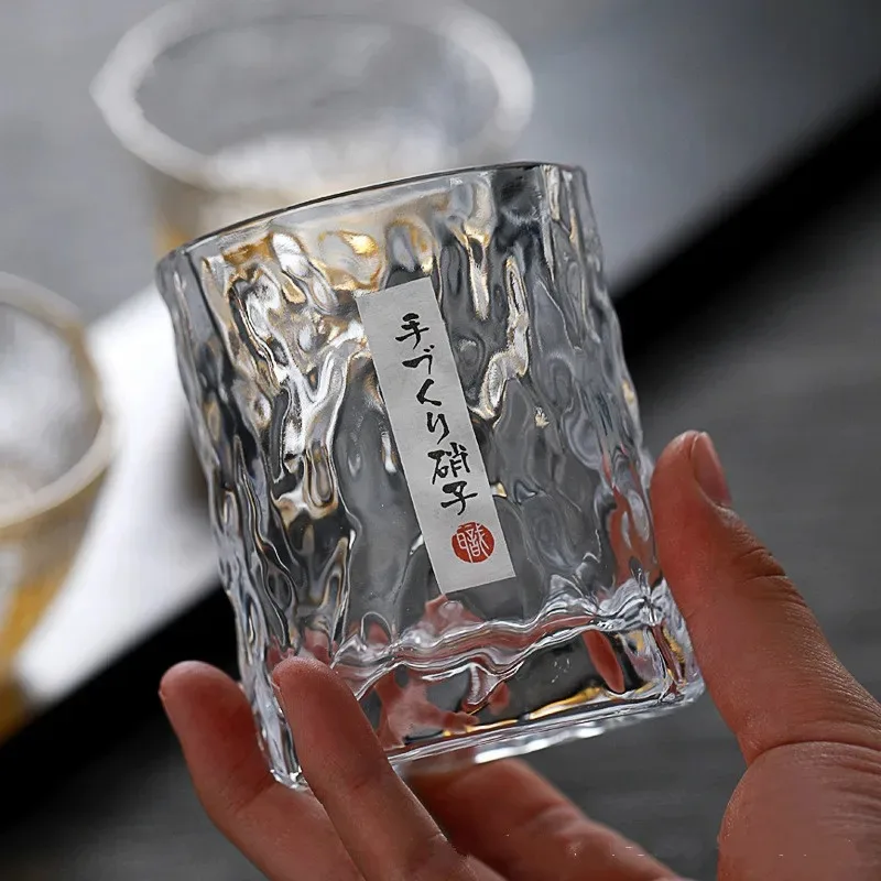 Hand-made Japanese hammered foreign wine glass whiskey glass home creative beer glass crystal cup