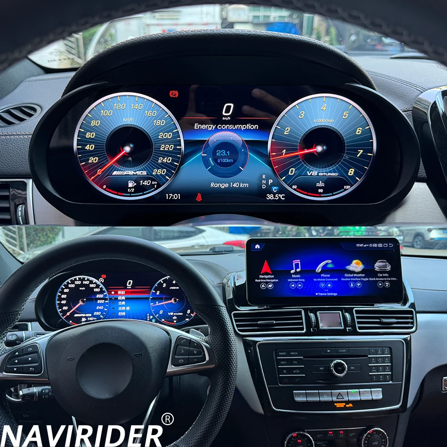 12.3Inch LCD Screen Speedometer Instrument Cluster For Mercedes Benz ML GL GLE GLS W166 X166 2012-2019 Upgrade Smart Dashboard