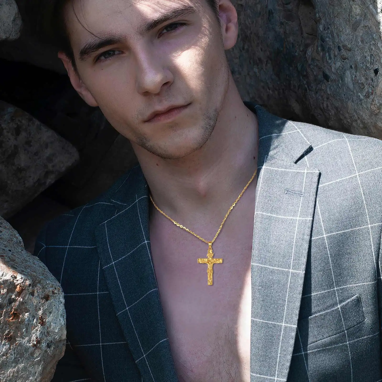 يودورا الصليب الصليب قلادة 925 فضة مطلي 18K الذهب يسوع تميمة قلادة الروحية مجوهرات هدية للرجال والنساء #6