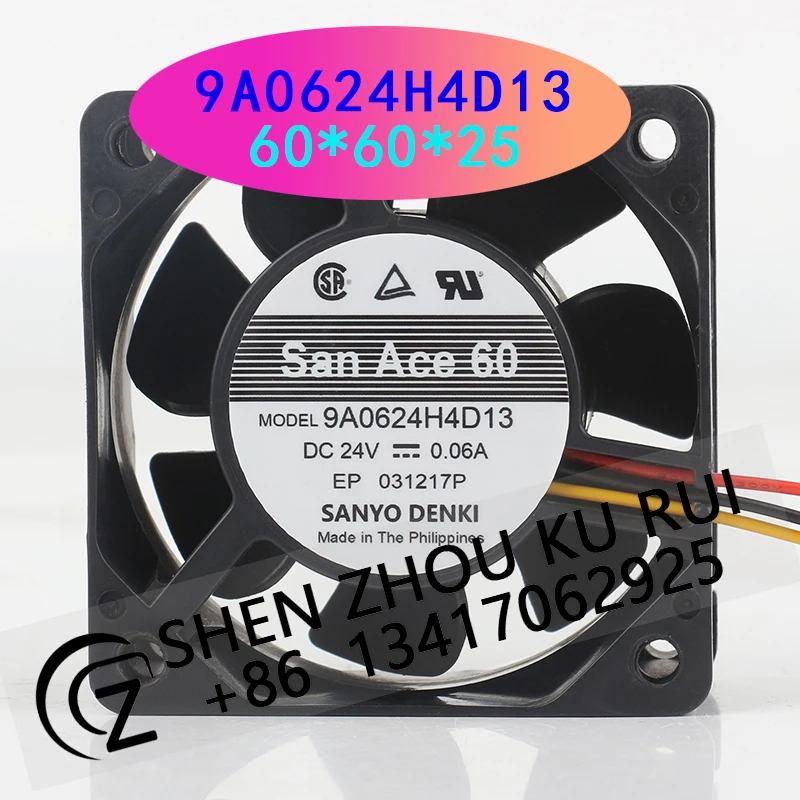 

Новый охлаждающий вентилятор Sanyo 9A0624H4D13, 24 В, 0,06 А, AC EC 6025, 60X60X25 мм, 6 см, серверный инвертор, трехпроводной, двойной шарикоподшипник