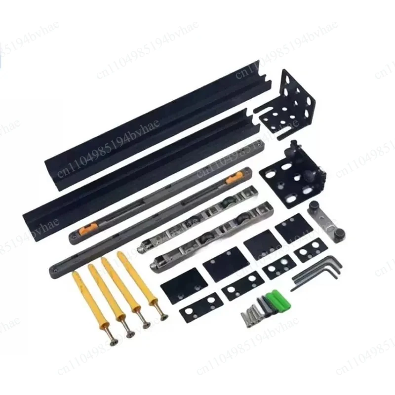 Trackless door invisible track aluminum frame sliding rail hardware bidirectional buffering hidden trackless sliding door track