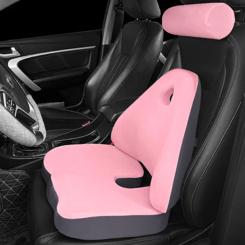 Memory Foam Car Seat Office Chair Waist Support Pad Complete Backrest Headrest Butt Pillowcase