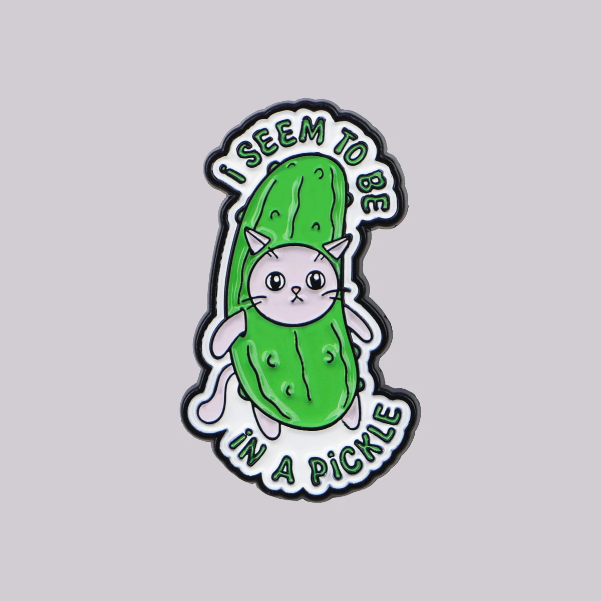 Pin Esmaltado 'I SEEM TO BE IN A PICKLE' con Diseño de Gato Lindo, Broche para Solapa, Insignia para Mochila, Accesorios de Ropa, Joyería de Moda, Regalos