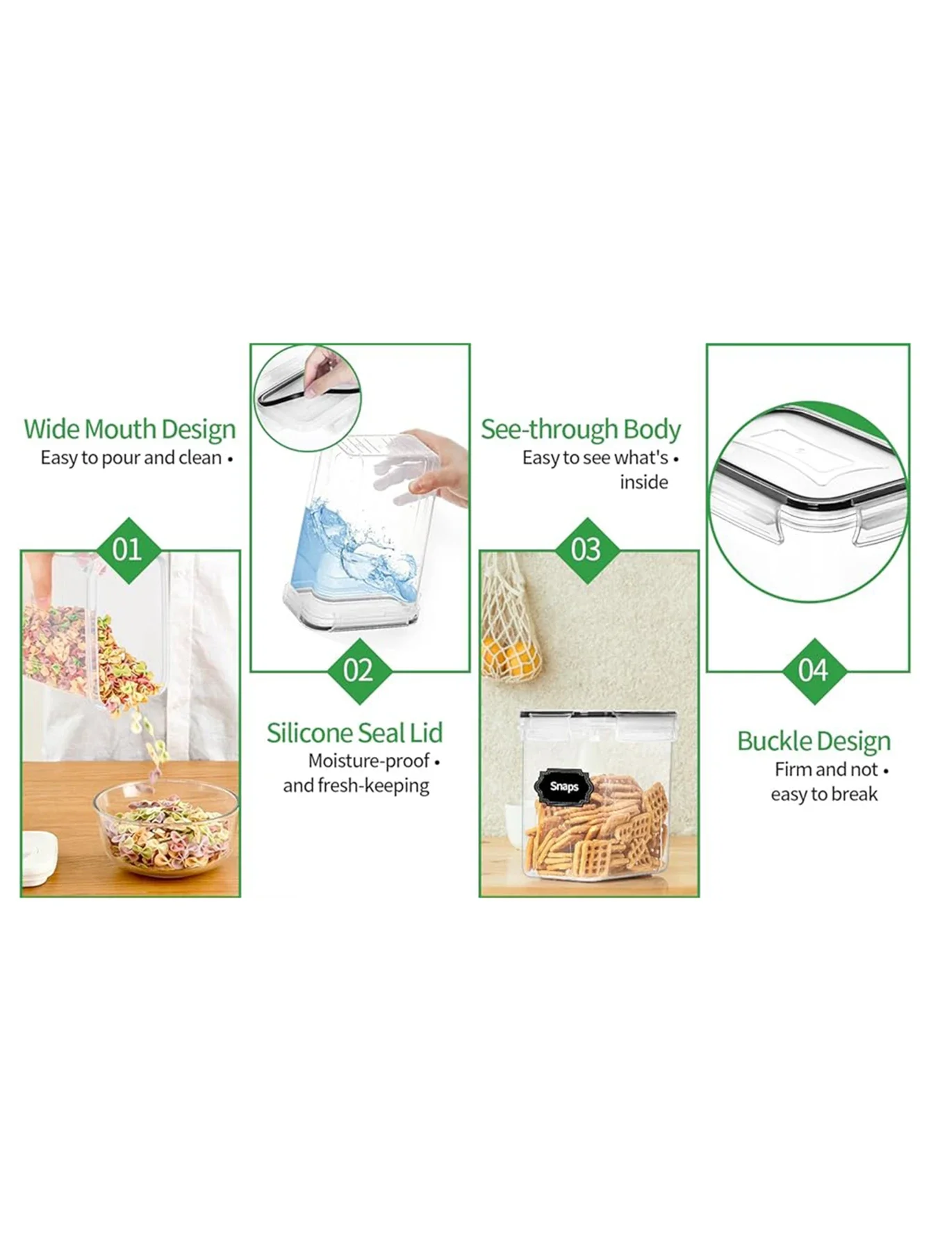 6pcs Airtight storage bins, multi-purpose leak-proof and reusable food storage jars, portable and stackable food airtight bins f