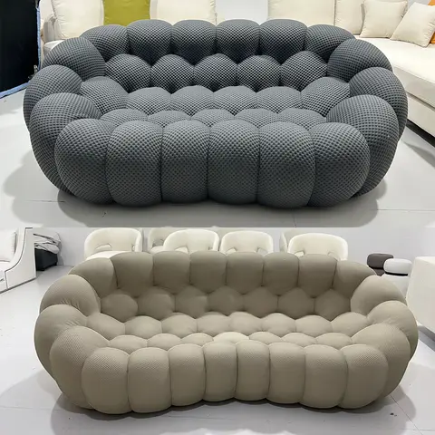 Linlamlim Modular Cloth Football Couch Contemporary Cloud-Shaped Sofa Fabric Curved Designer Sofa Set for Living Room or Office