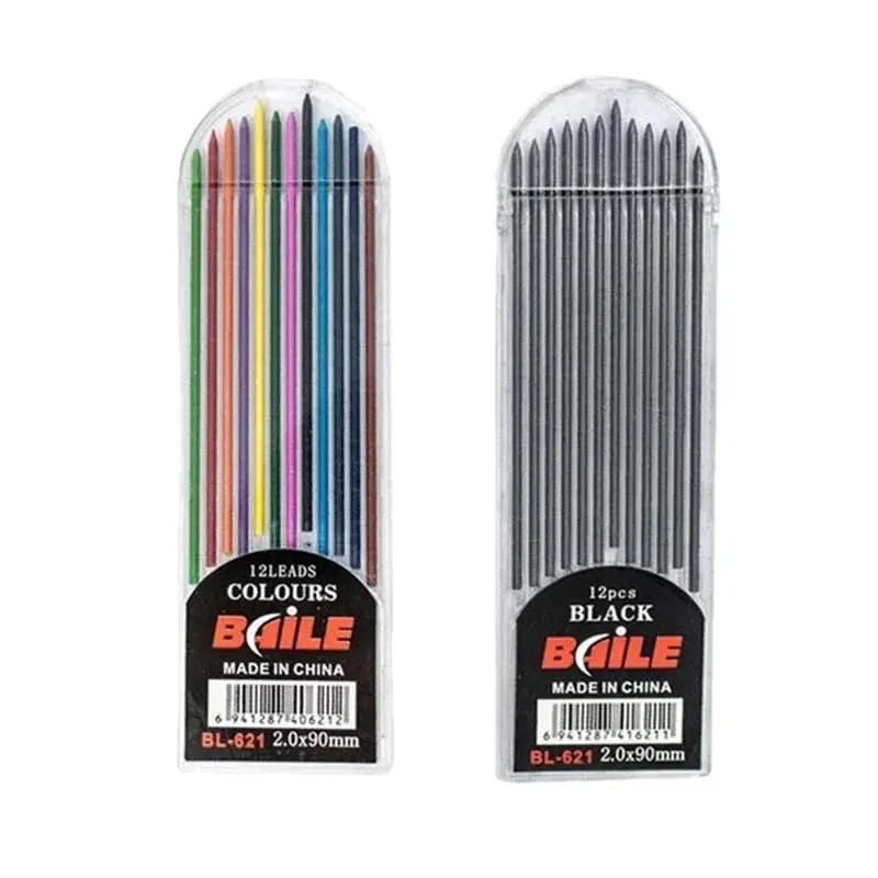 Ensemble de Crayons Mécaniques Automatiques de 2.0mm, avec Gomme de Recharge de Plomb 2B Noir/Couleurs, pour Écriture, Croquis et Peinture d'Étudiant