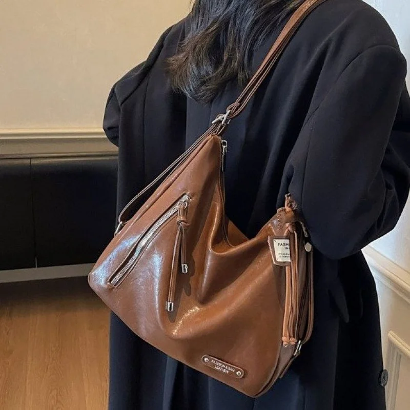 

Роскошная женская большая сумка из кожи премиум-класса с высококачественным парижским аккуратным легким мягким винтажным повседневным винтажным эффектом ​