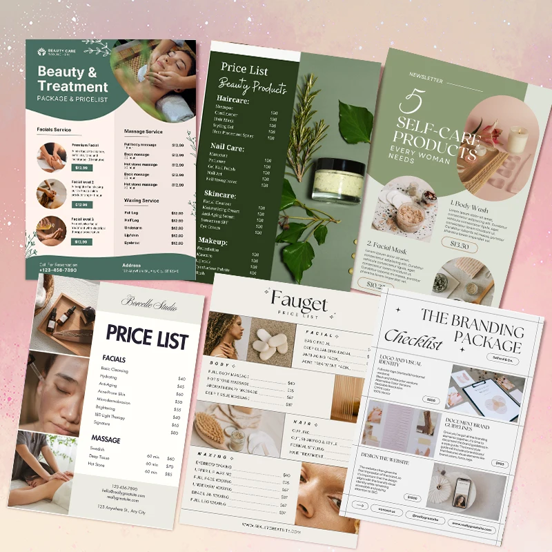 DsgnTouch 500pcs Custom Price Menu of Services A5 A6 Business Marketing Advertising Flyers For beauty salon Price List