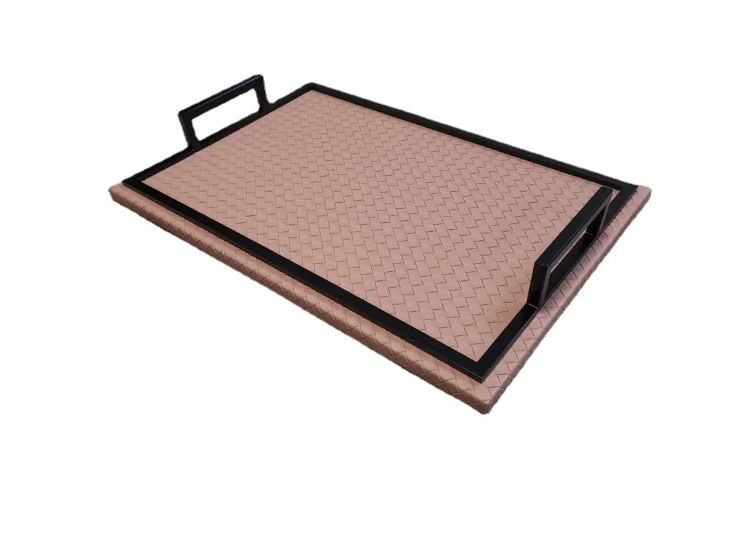 Metal Tray Large Leather Rectangle Pallet Home Storage Ornaments Tableware Groceries Storage Decorative Tray Serving Plate