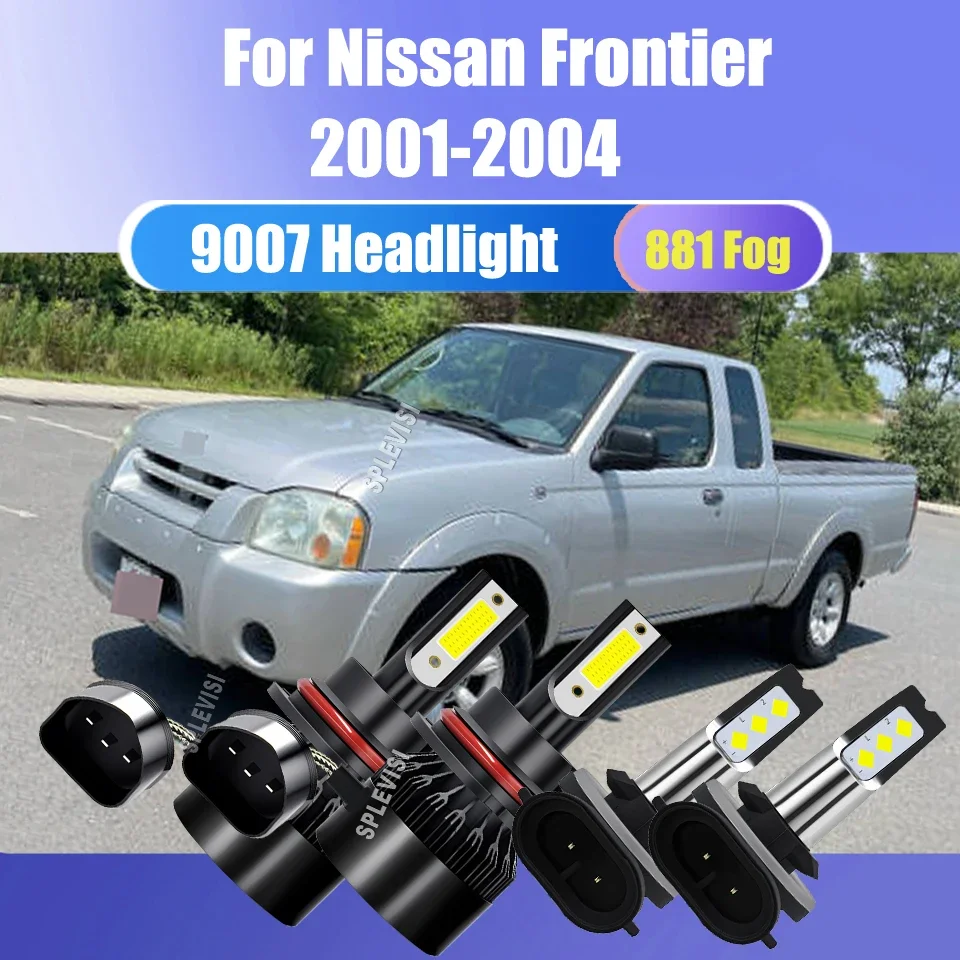 9007 881 Headlight Fog Light LED Clear White Bulbs Conversion -No Radio Interference For Nissan Frontier 2001 2002 2003 2004