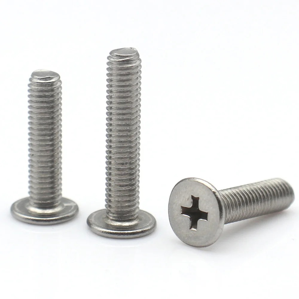 5/10/20pcs M1.4 M1.6 M2 M2.5 M3 M4 M5 M6 M8 CM 304 Stainless Steel Ultra-thin Super Low Profile Phillips Cross Flat Bolt Screws