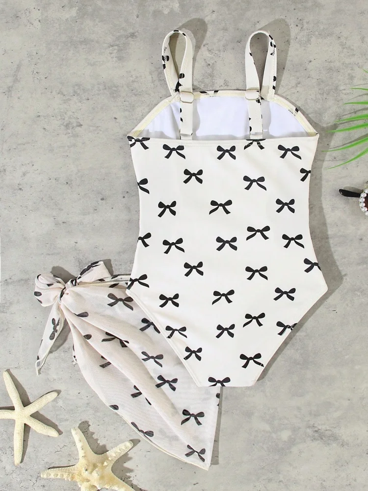 الفتيات الاطفال ملابس السباحة 2026 جديد طباعة حبال قطعة واحدة ملابس سباحة للأطفال الصيف شبكة Monokini ملابس الشاطئ ثوب السباحة للسباحة