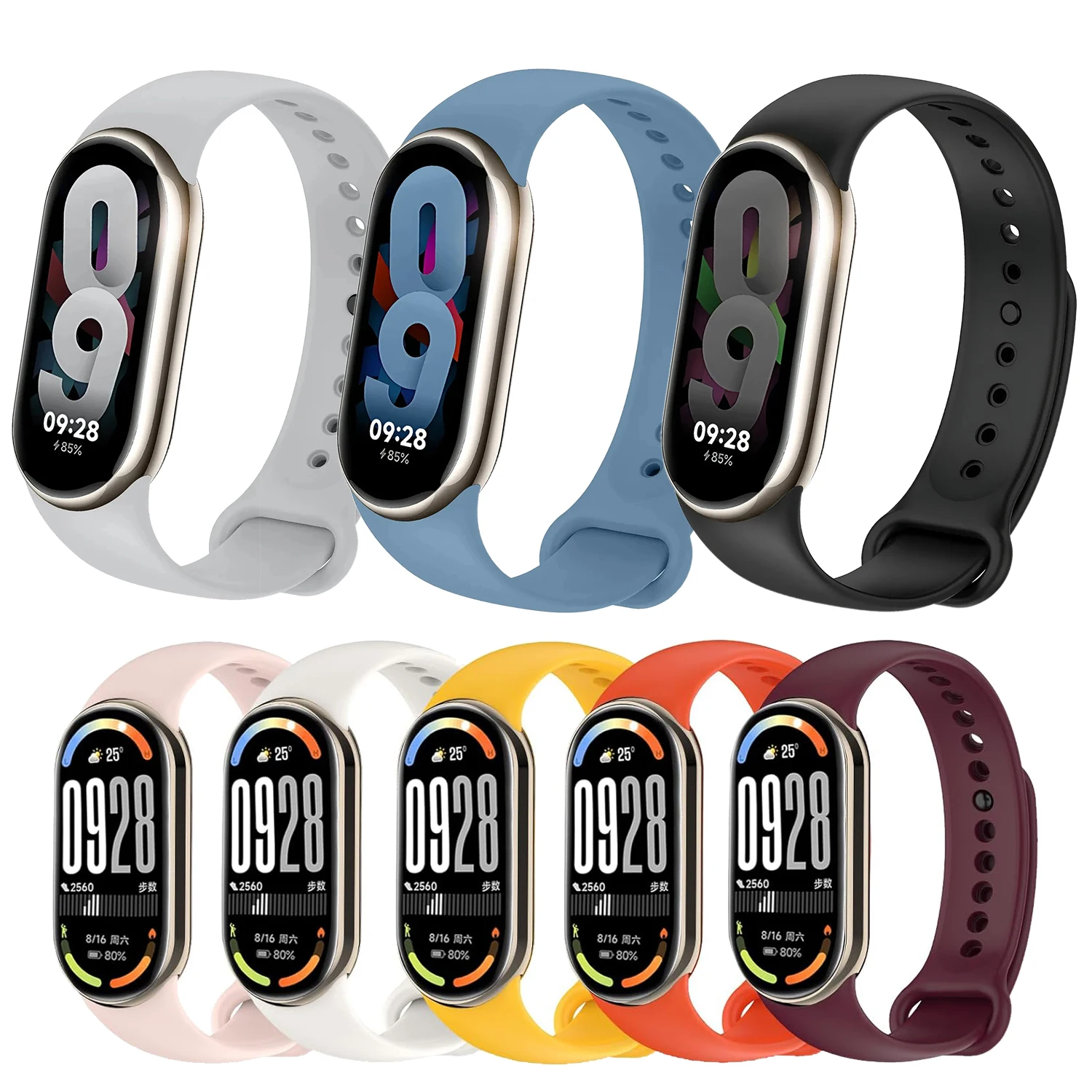 Silicone Strap for Mi Band 8 9 10 SmartWatch Sport Replacement Wrist Pulseira Correa for Xiaomi MiBand10 9 Bracelet Accessories