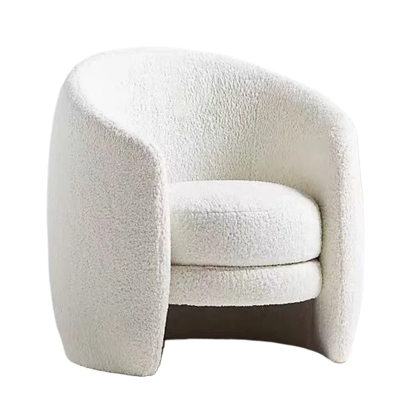 

American light luxury small apartment lamb wool fabric sofa, simple and modern single leisure chair balcony